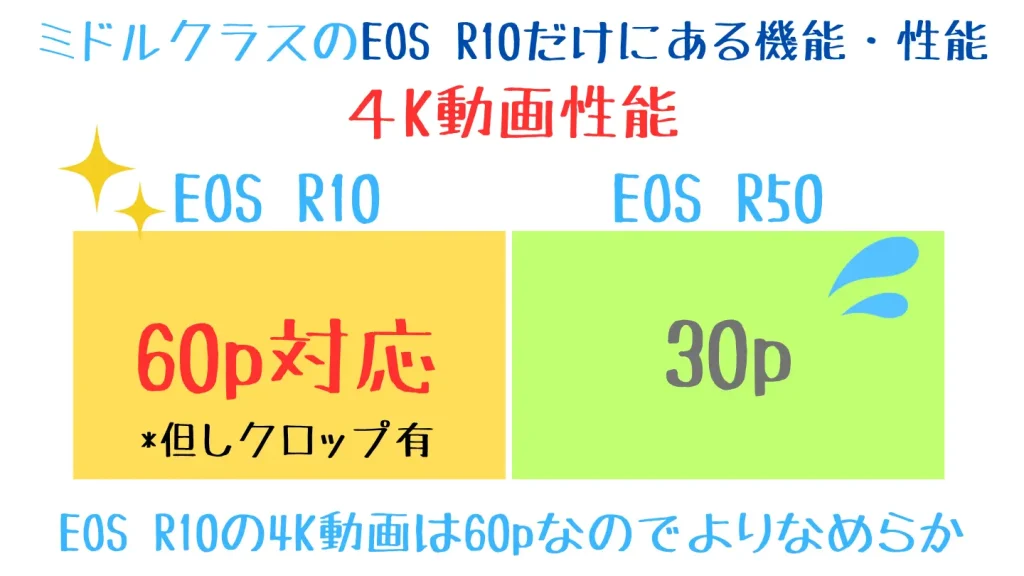 eosr10とeosr50の比較表-4Ｋ動画
