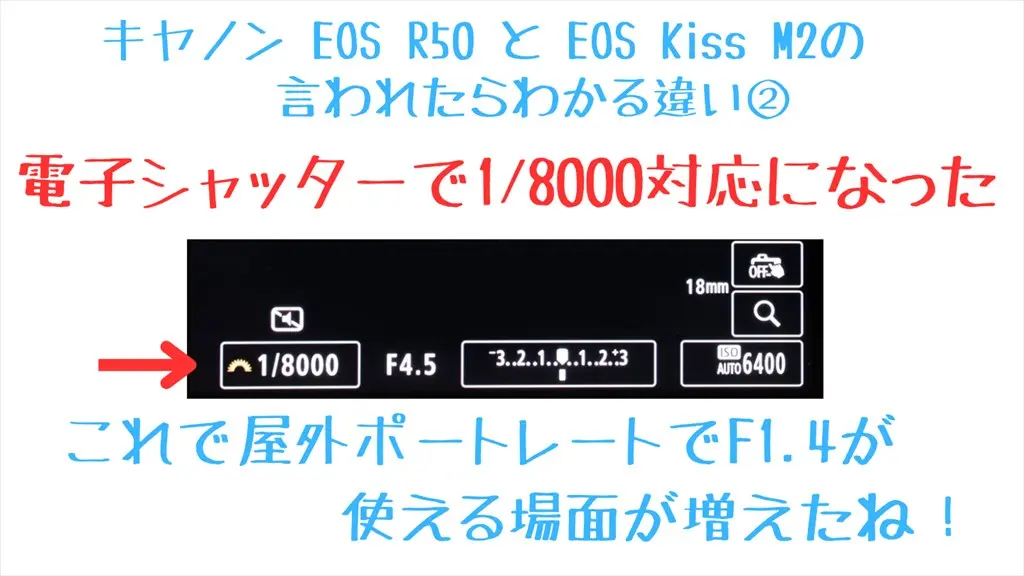 EOS R50シャッタースピード設定画面