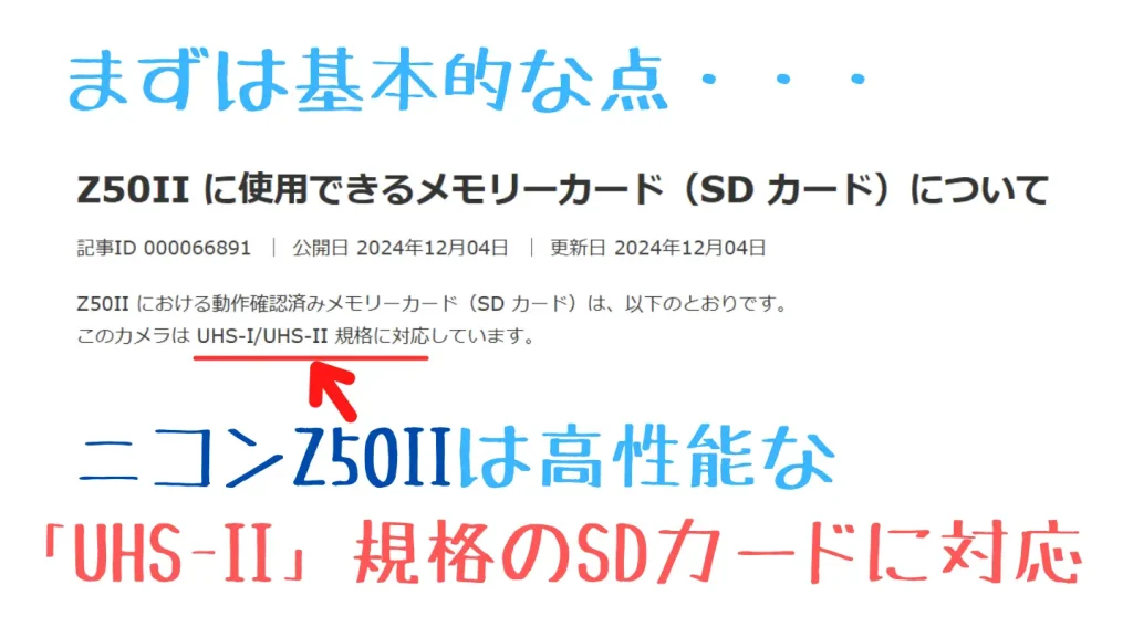 ニコンZ50の仕様説明画像