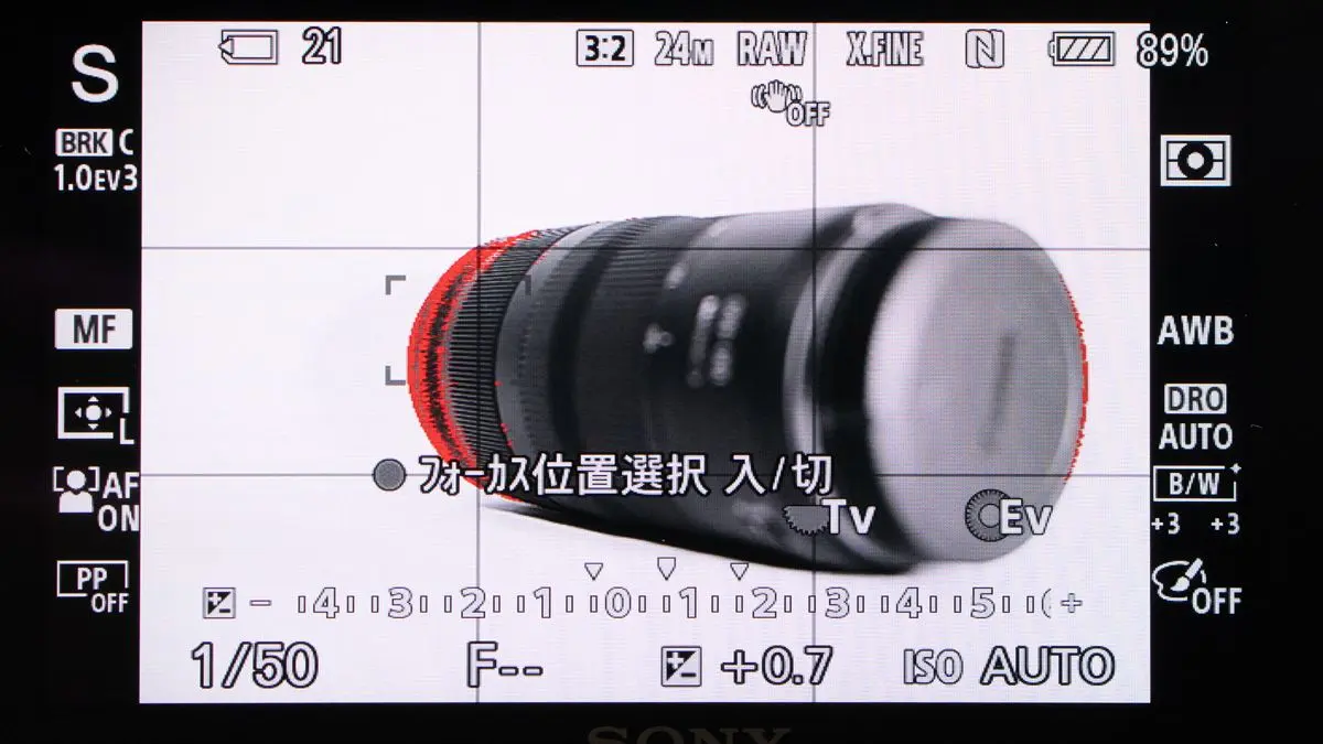 α6400でピーキングを使用しているところ　被写体の奥にピントが合っている