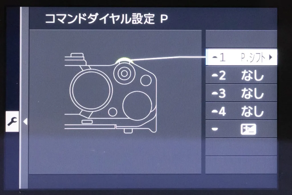 「ISO」と「FS」を「なし」に変更。SモードとAモードも同じようにしておこう
