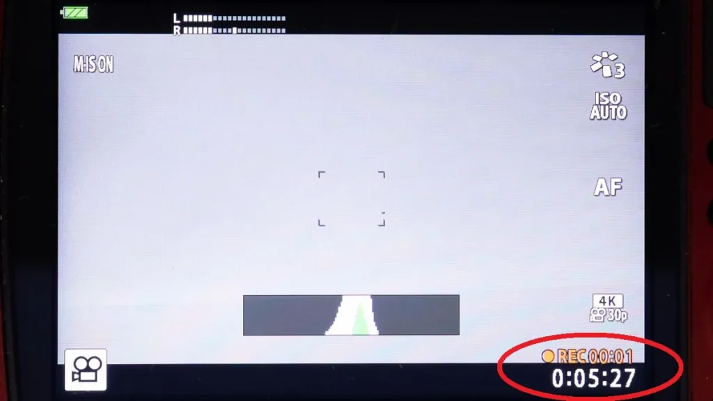 Tough TG-7で4K動画が約5分で終了した画面