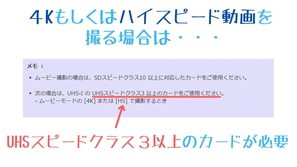Tough TG-7の4K動画に必要なUHSスピードクラス3