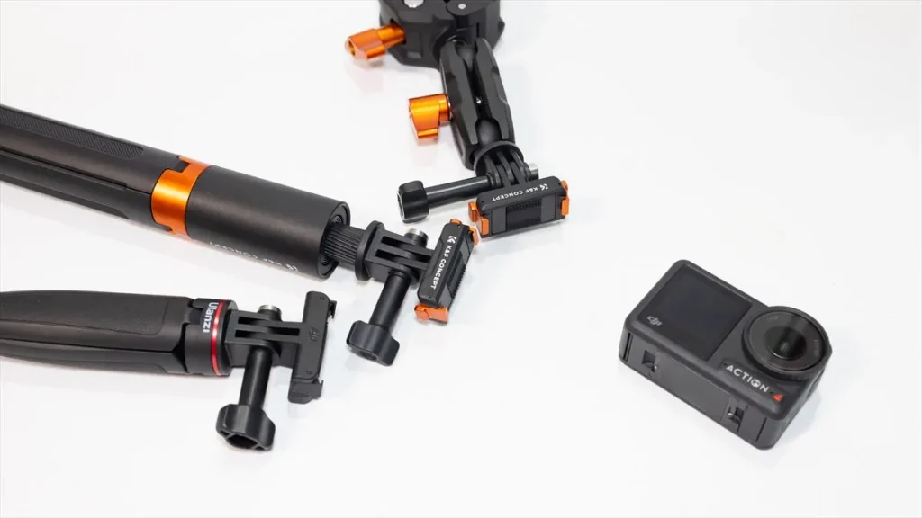 各マウントに取り付けたOsmo Action用クイックリリースアダプター